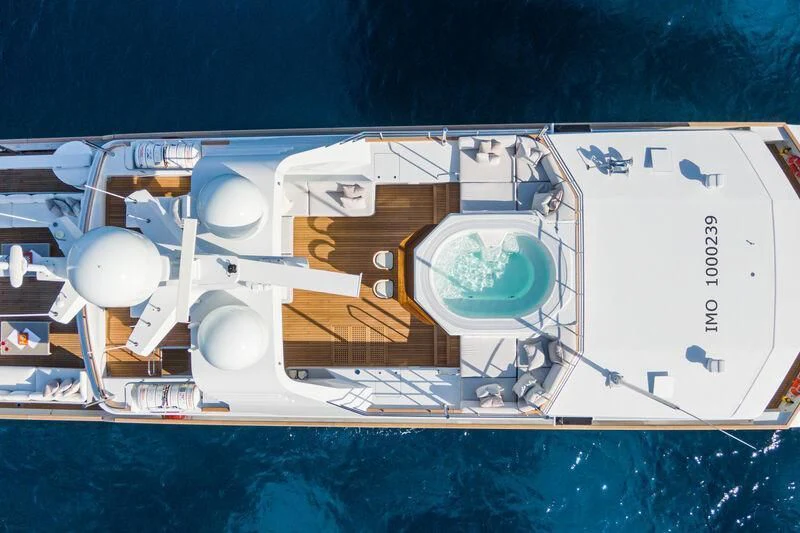 a satellite in space aboard EMERALD Yacht for Charter