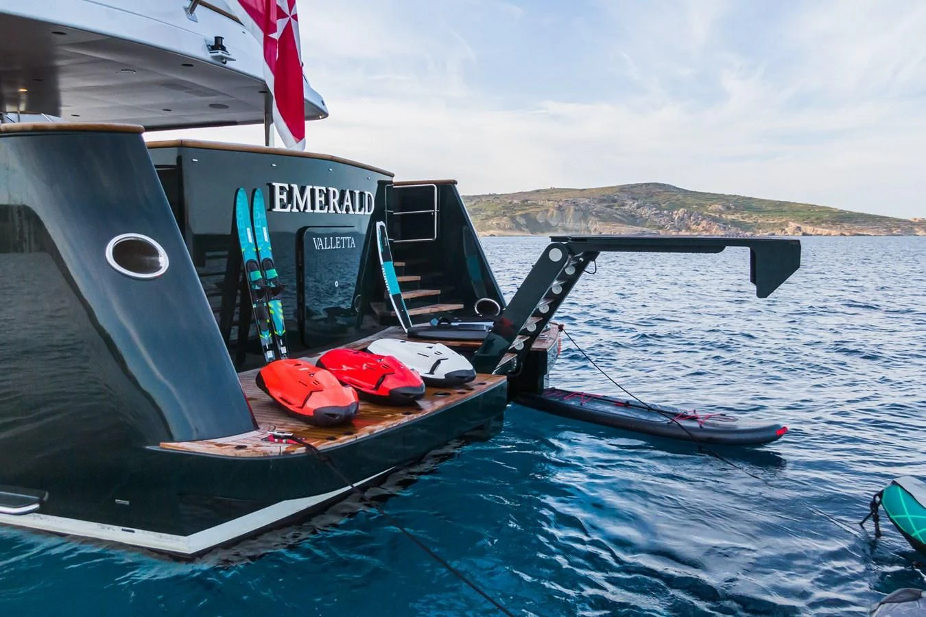 a boat in the water aboard EMERALD Yacht for Charter