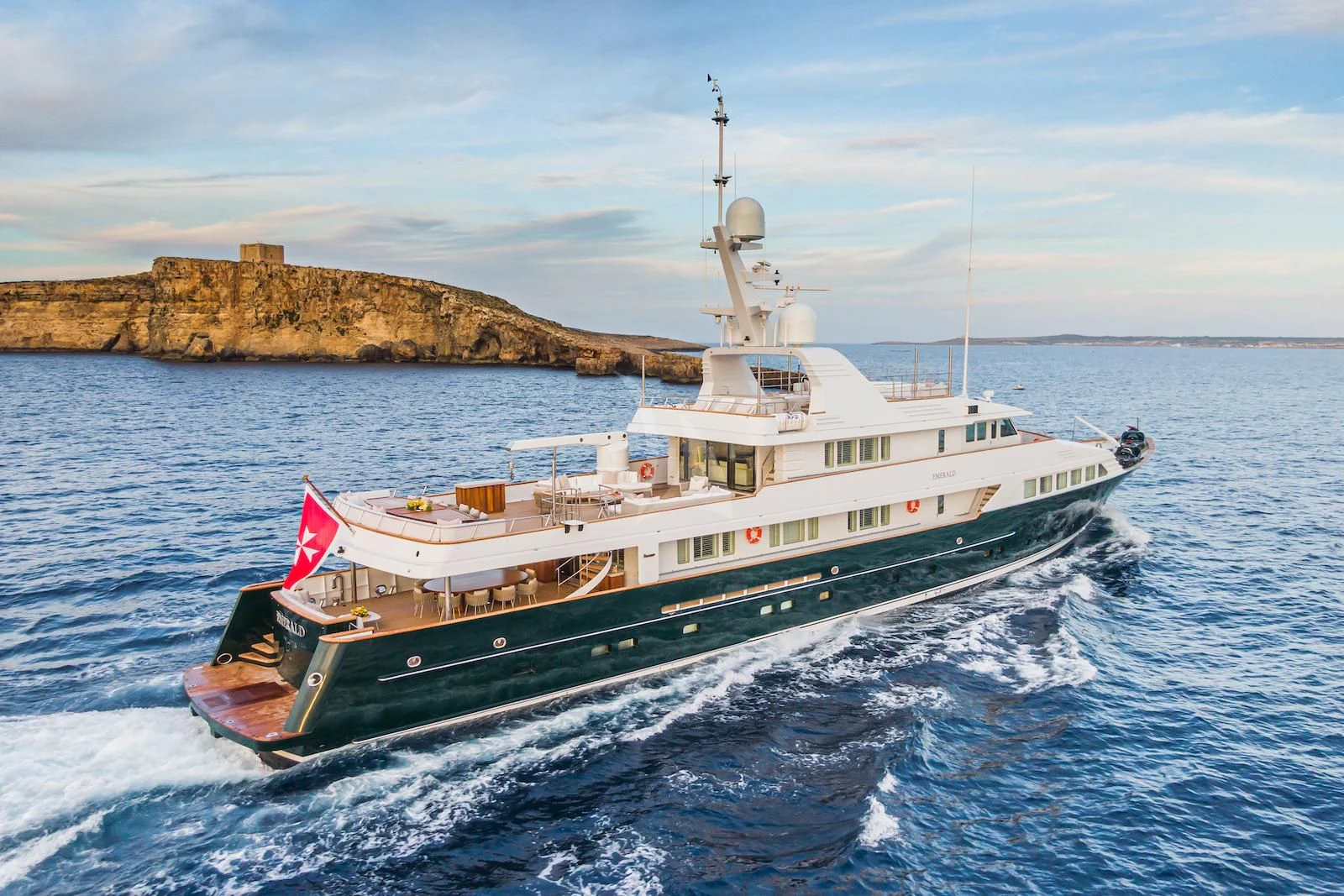 a boat on the water aboard EMERALD Yacht for Charter