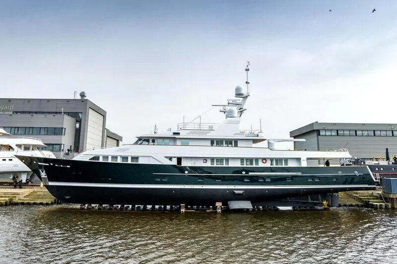 a large boat docked aboard EMERALD Yacht for Charter