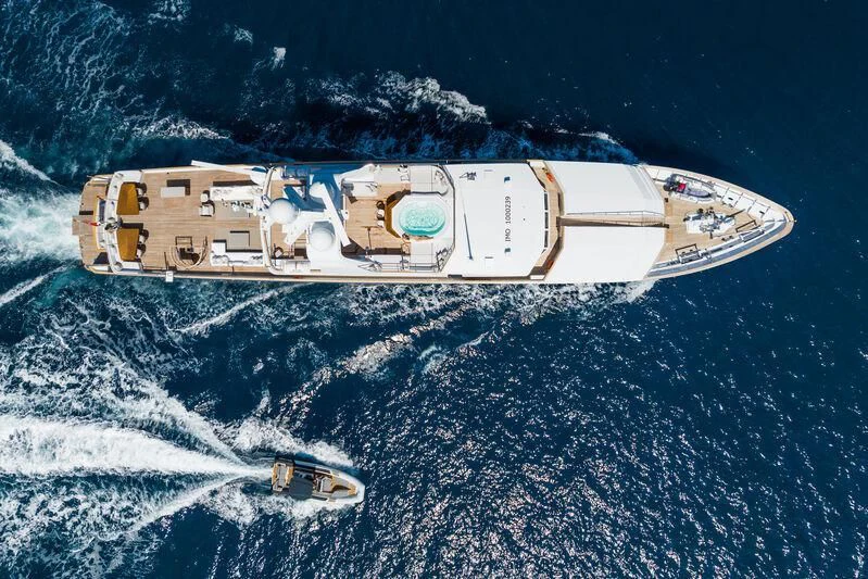 a space ship in the ocean aboard EMERALD Yacht for Charter