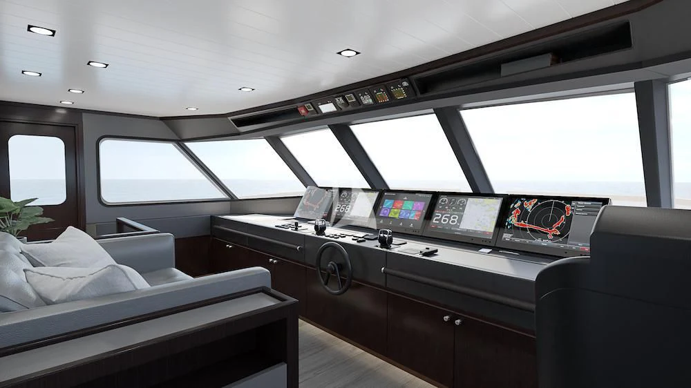 inside of a vehicle aboard EMERALD Yacht for Charter