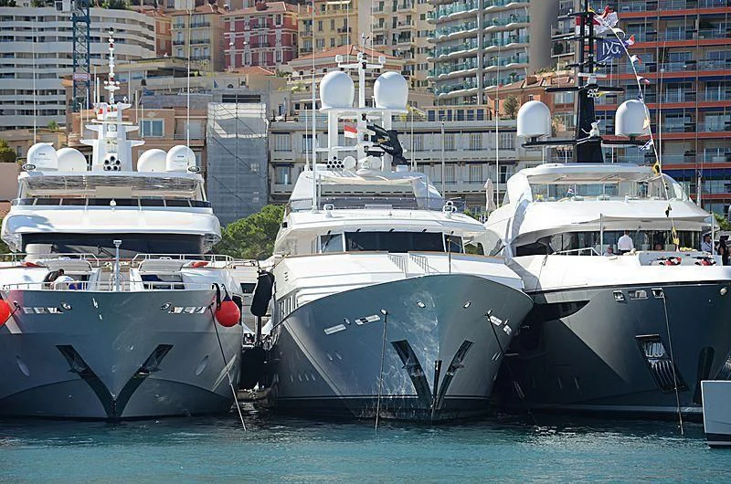 several boats in a harbor aboard EMERALD Yacht for Charter