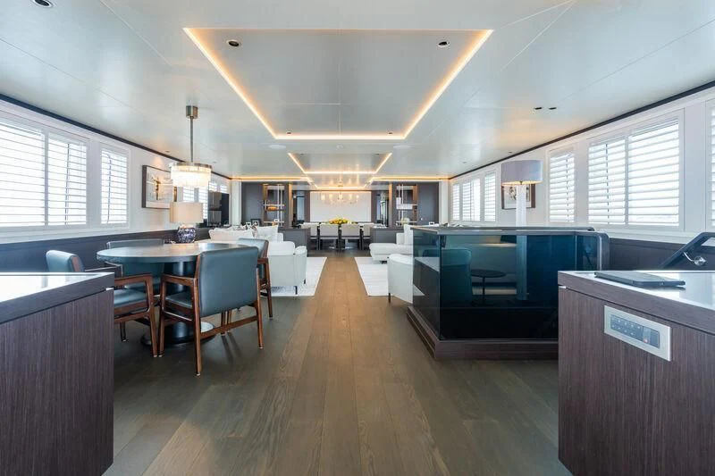 a large kitchen and dining room aboard EMERALD Yacht for Charter
