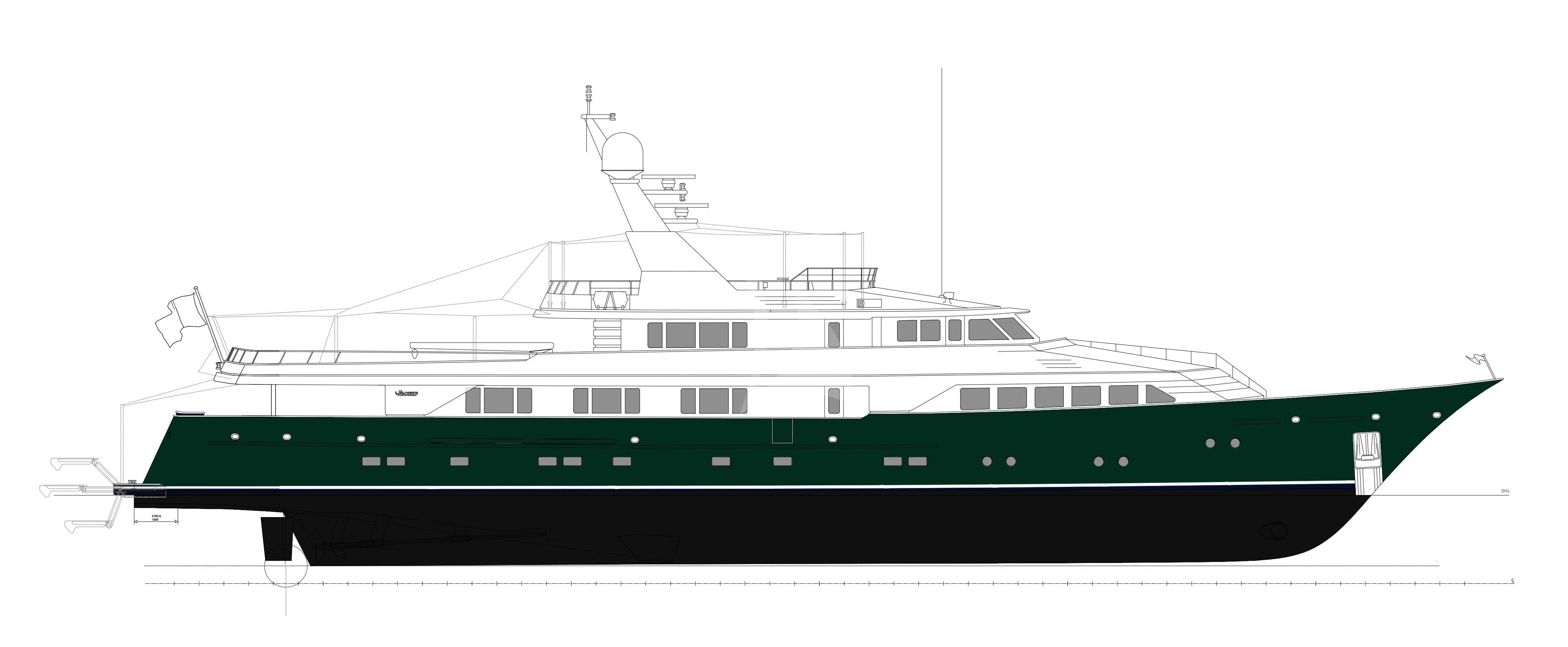 a green and white boat aboard EMERALD Yacht for Charter