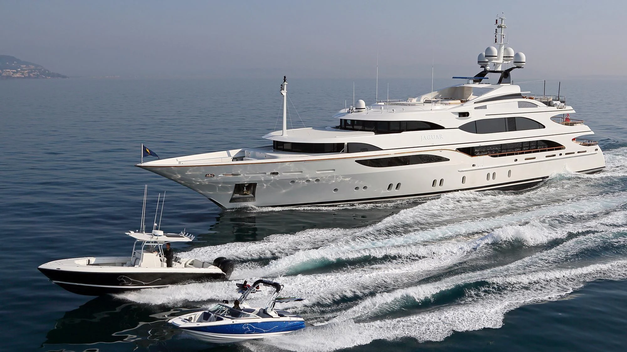 a boat on the water aboard JAGUAR Yacht for Charter