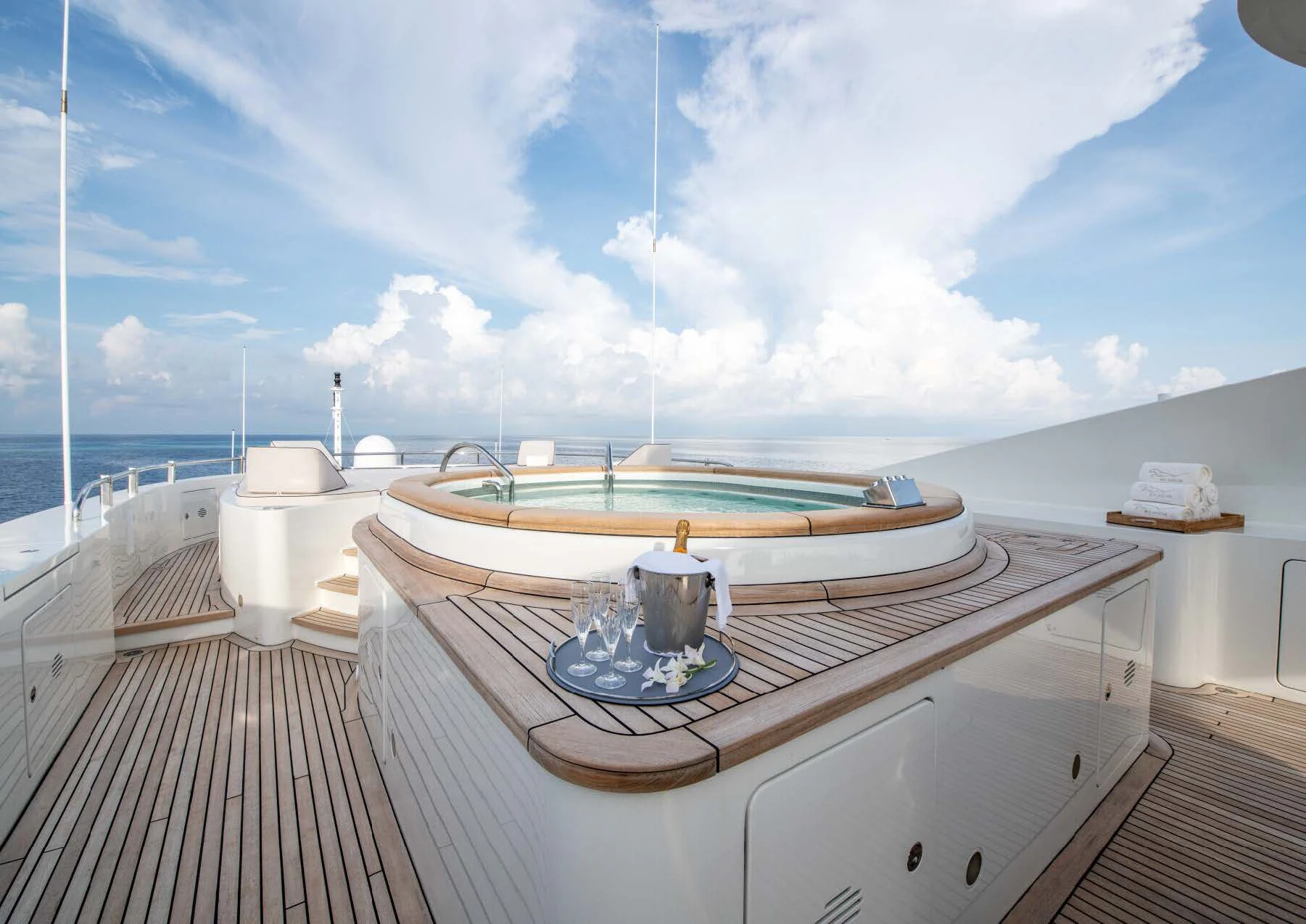 a boat on a deck aboard JAGUAR Yacht for Charter