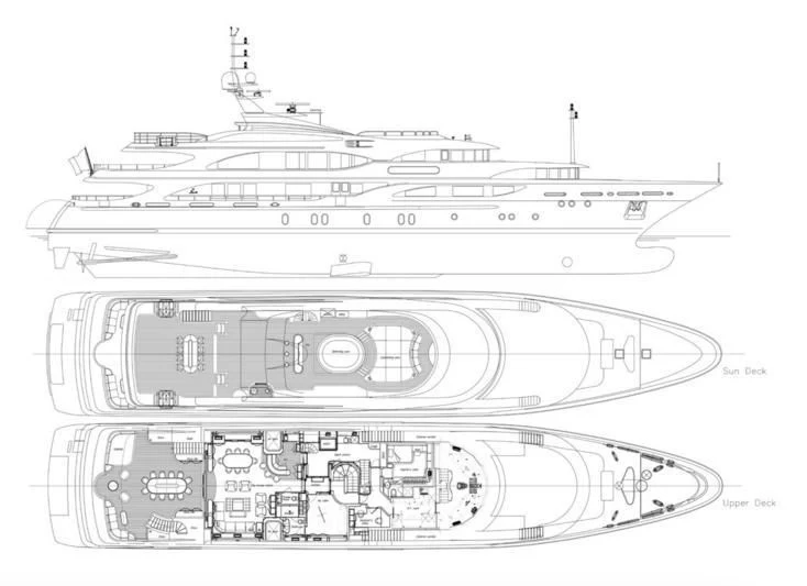 diagram, engineering drawing aboard JAGUAR Yacht for Charter