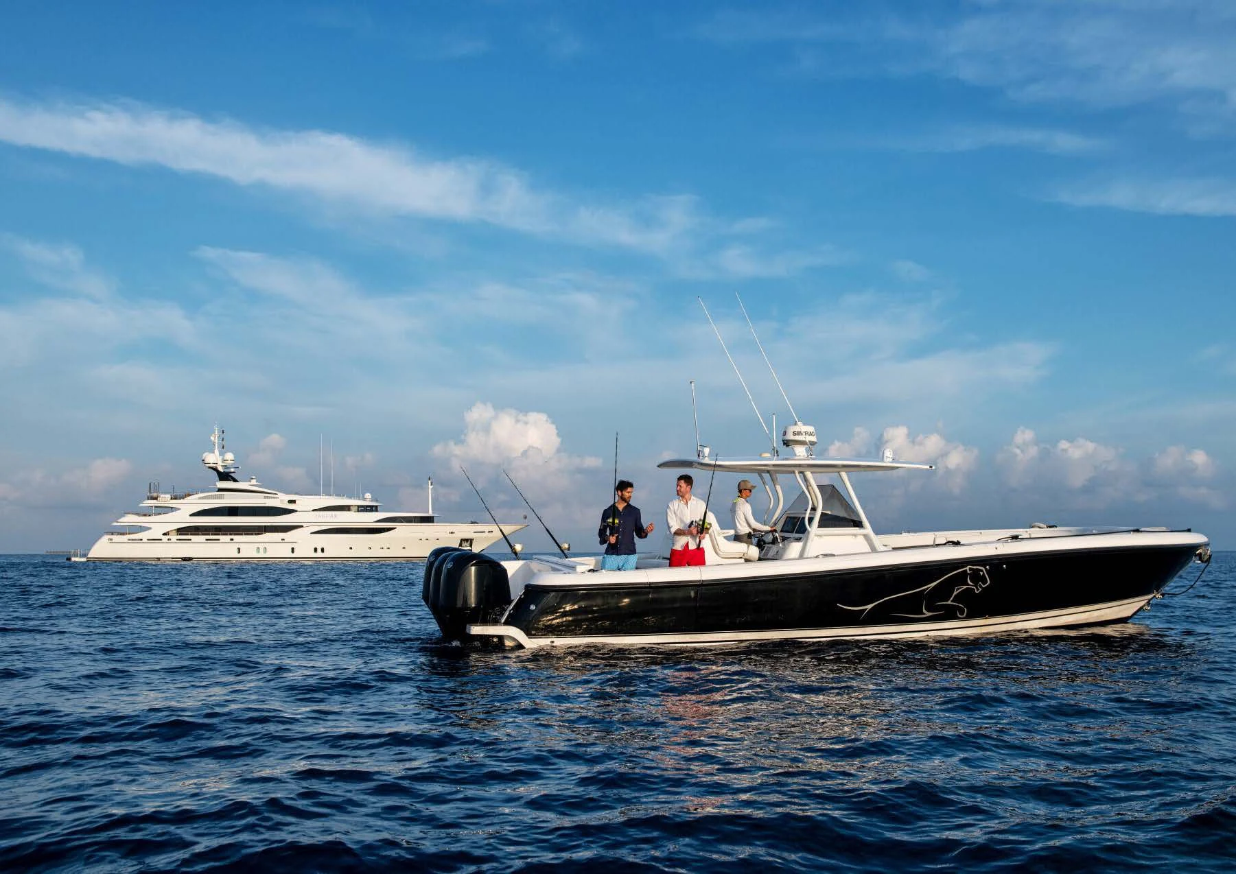 a group of people on a boat aboard JAGUAR Yacht for Charter