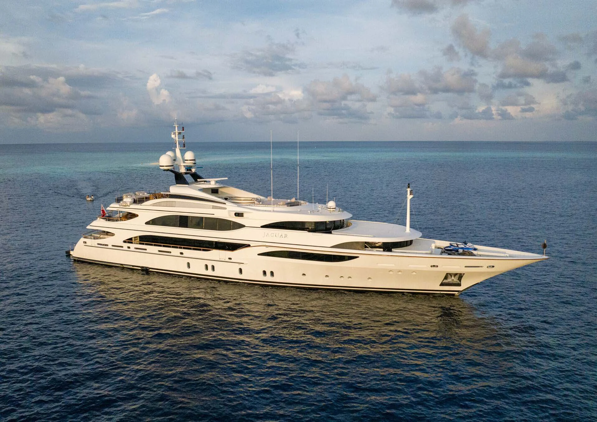 a white yacht in the water aboard JAGUAR Yacht for Charter