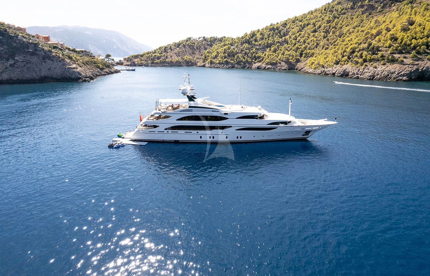 a boat on the water aboard JAGUAR Yacht for Charter