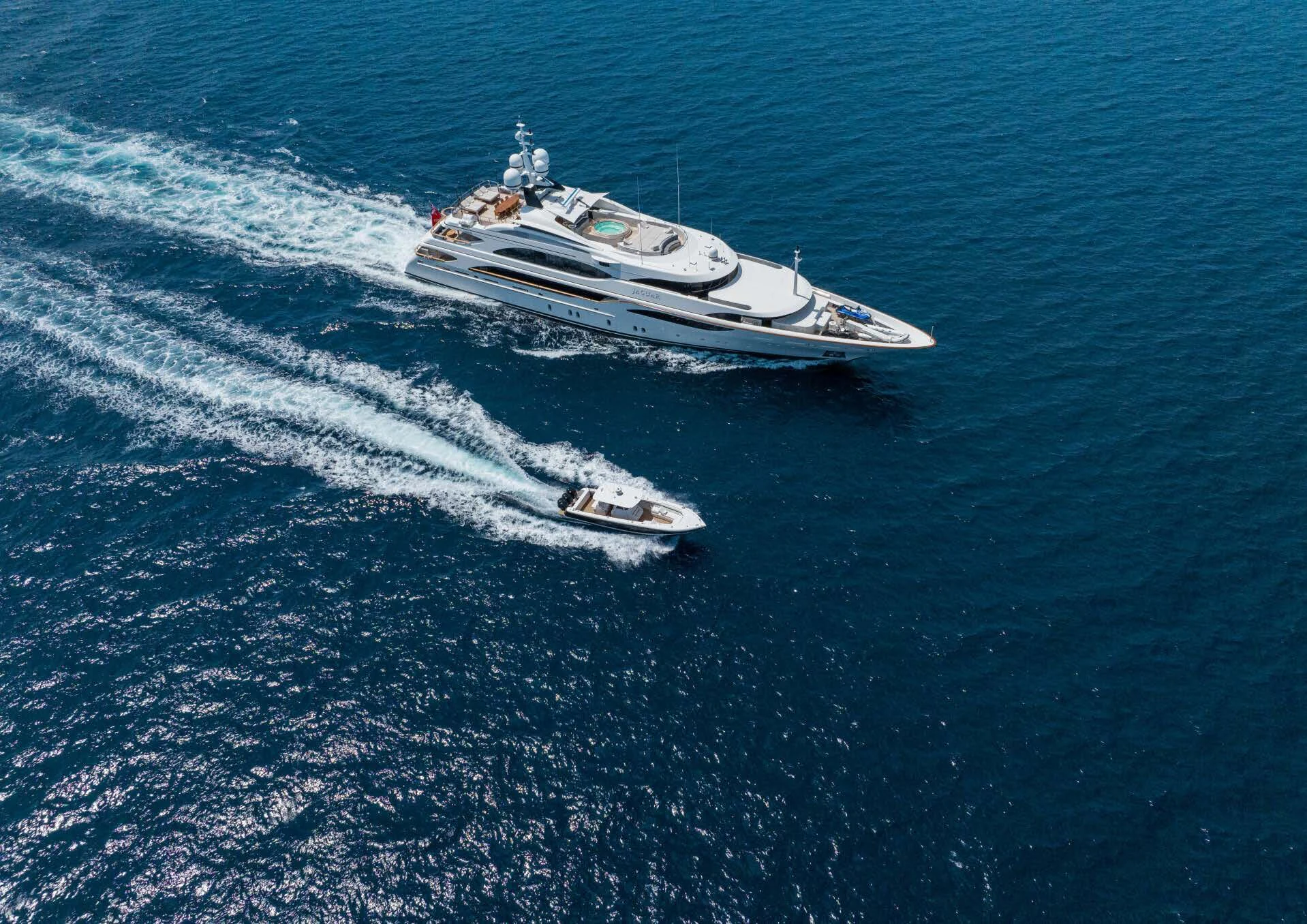 a boat in the water aboard JAGUAR Yacht for Charter