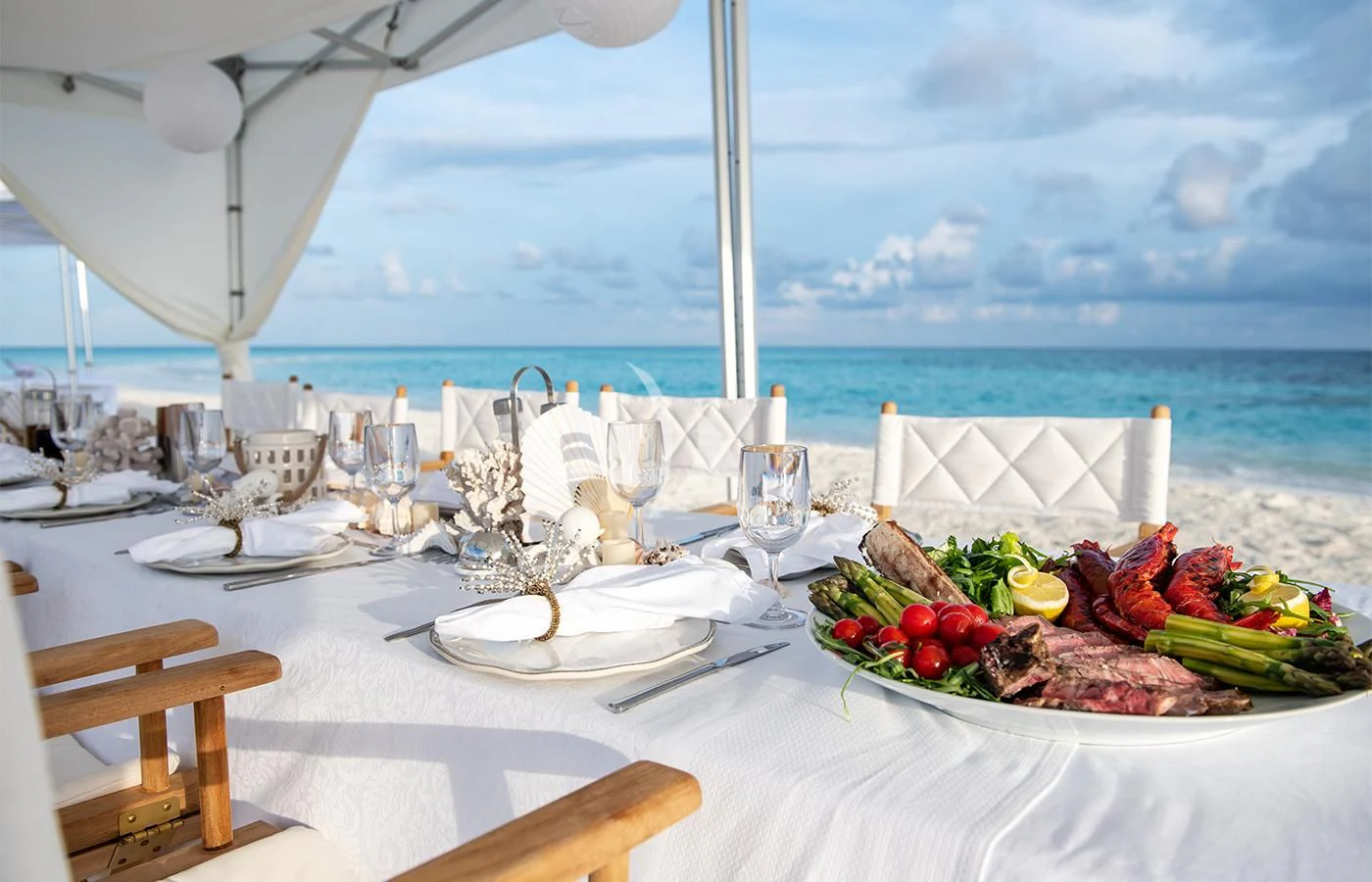 a table set for a dinner aboard JAGUAR Yacht for Charter