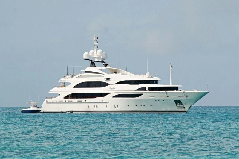 a white yacht in the water aboard JAGUAR Yacht for Charter