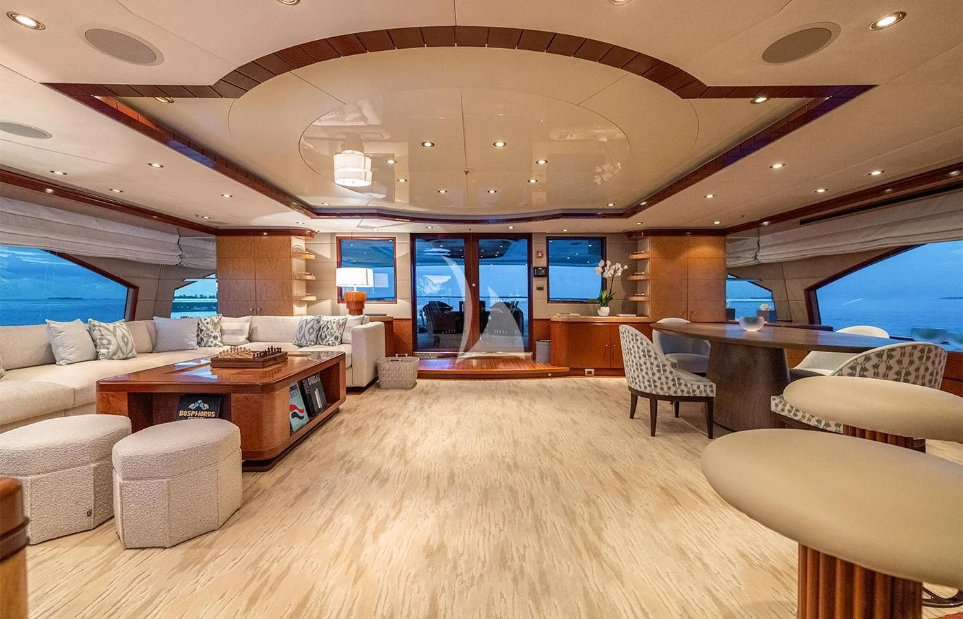 a room with a table and chairs aboard JAGUAR Yacht for Charter