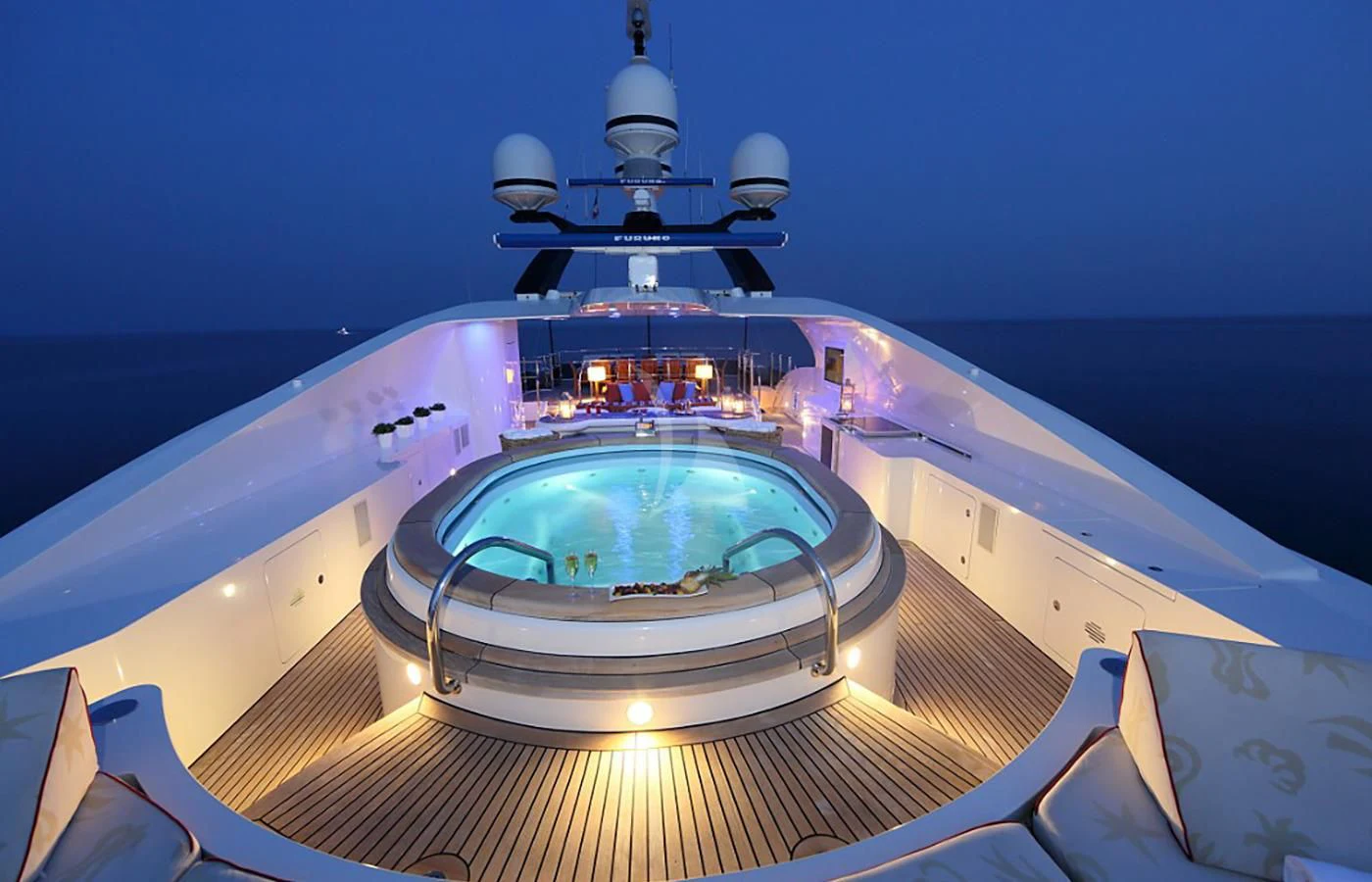 a large cruise ship in the water aboard JAGUAR Yacht for Charter