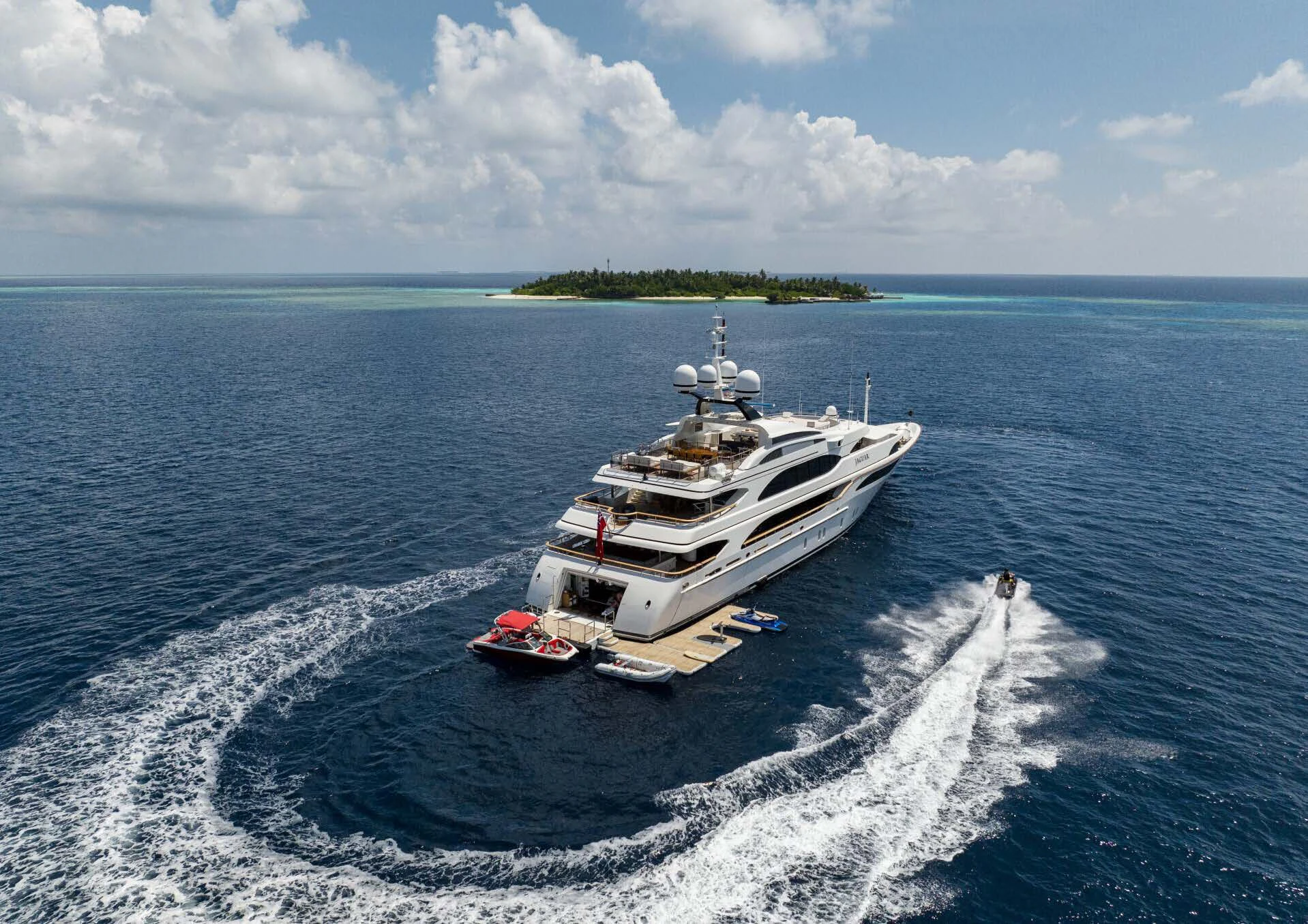 a boat on the water aboard JAGUAR Yacht for Charter