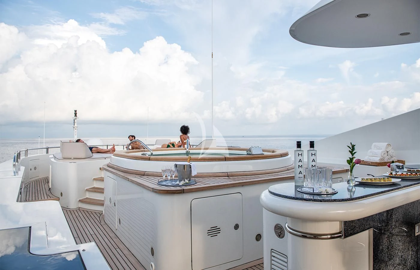 a boat on the water aboard JAGUAR Yacht for Charter
