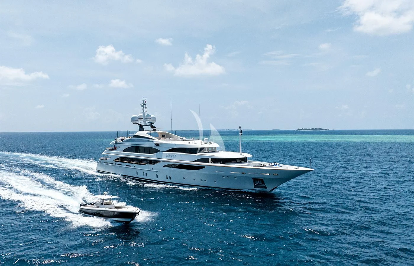 a boat on the water aboard JAGUAR Yacht for Charter