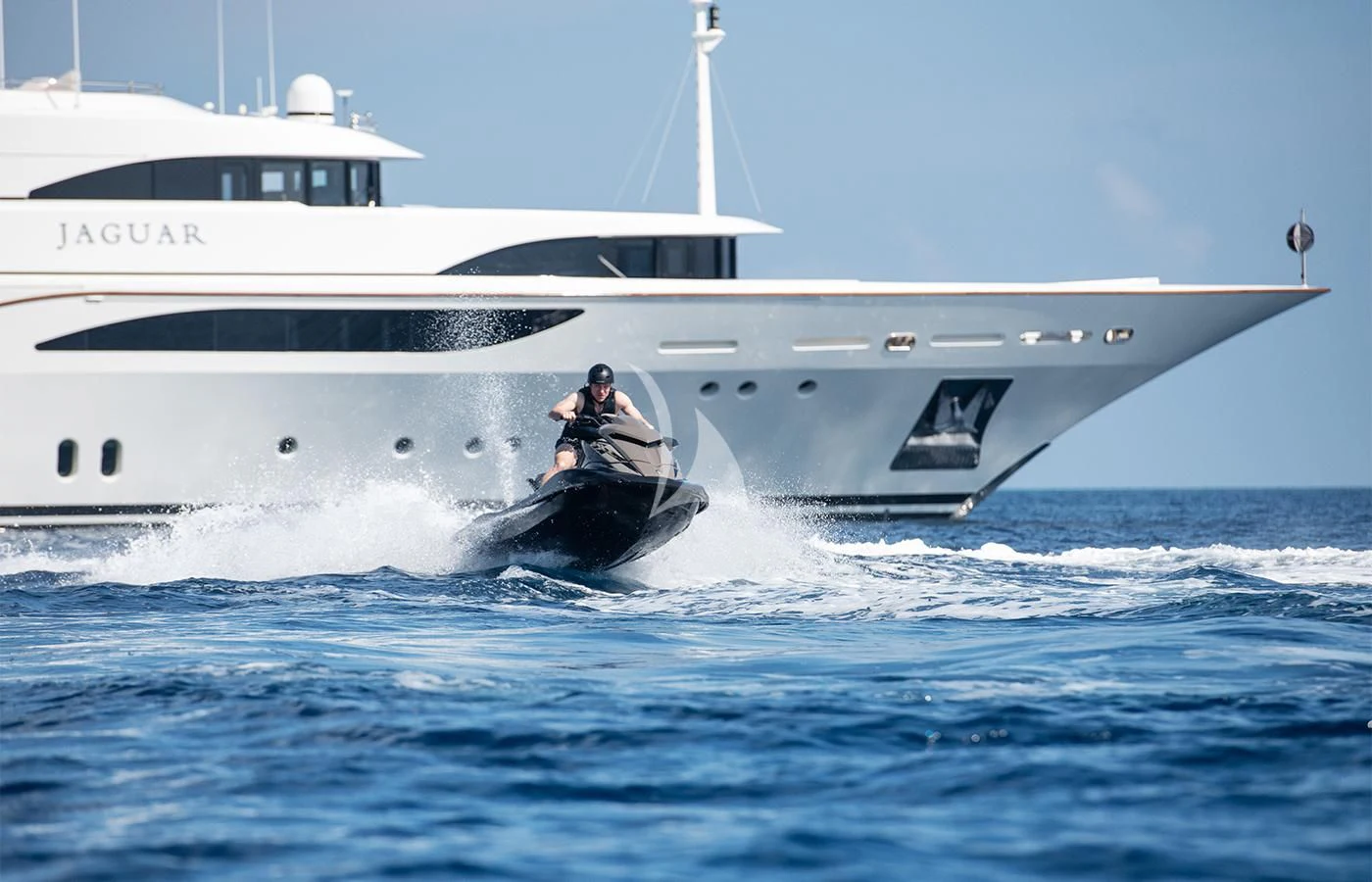 a person on a boat aboard JAGUAR Yacht for Charter