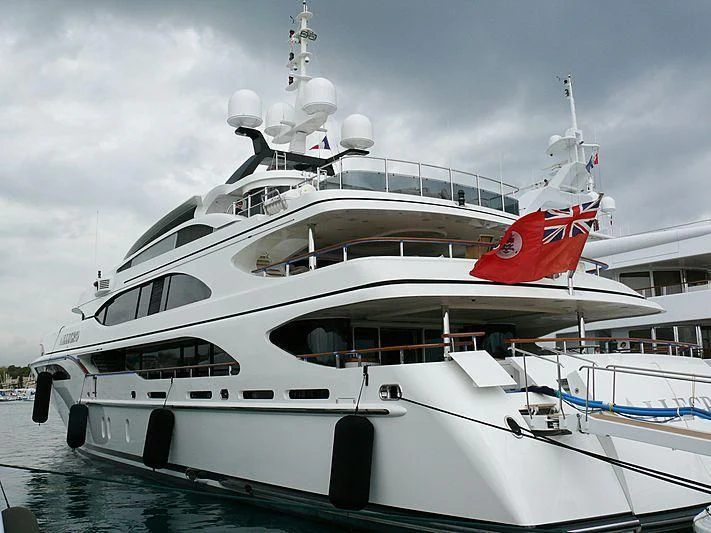 a white yacht in the water aboard JAGUAR Yacht for Charter