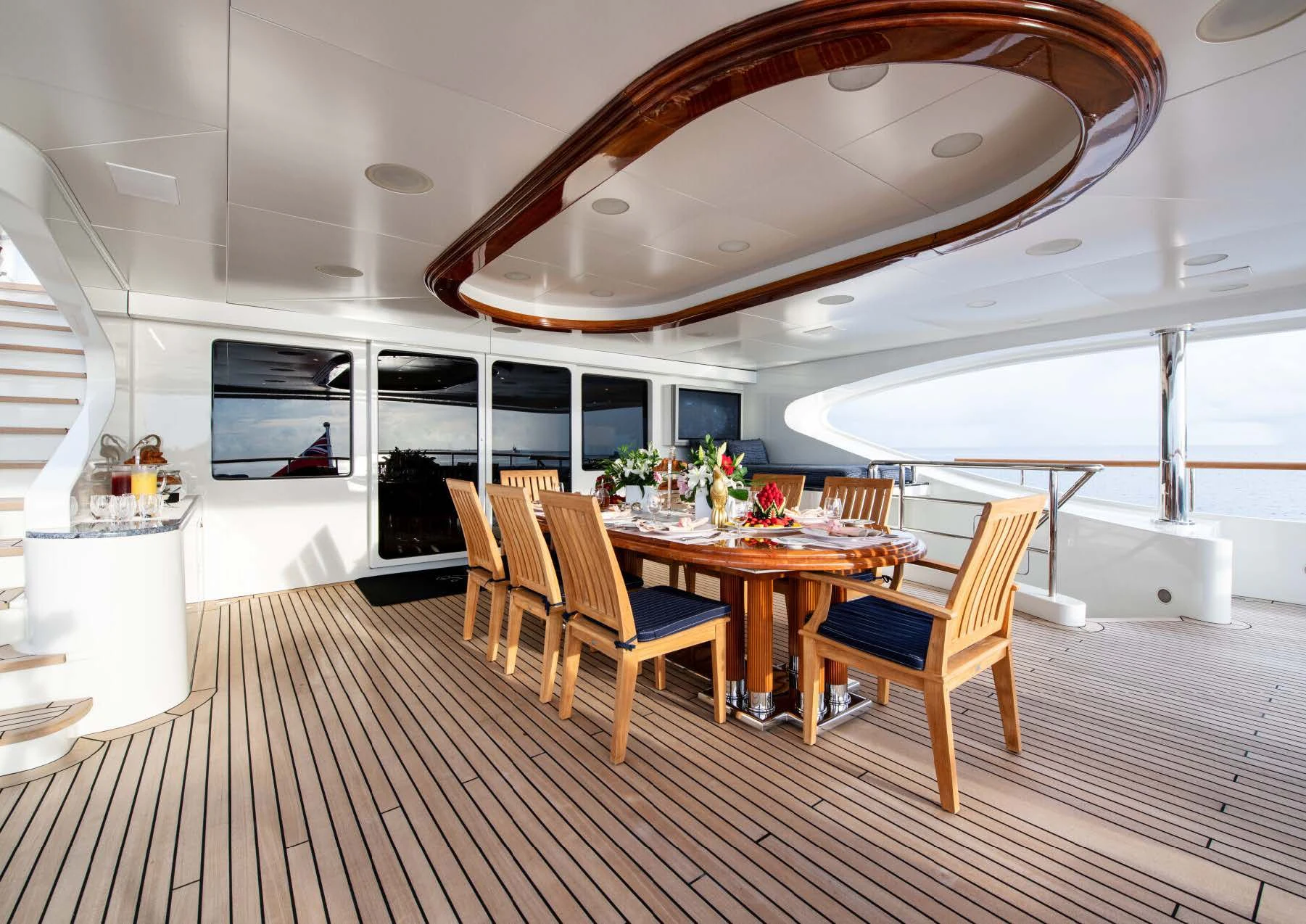 a room with a table and chairs aboard JAGUAR Yacht for Charter