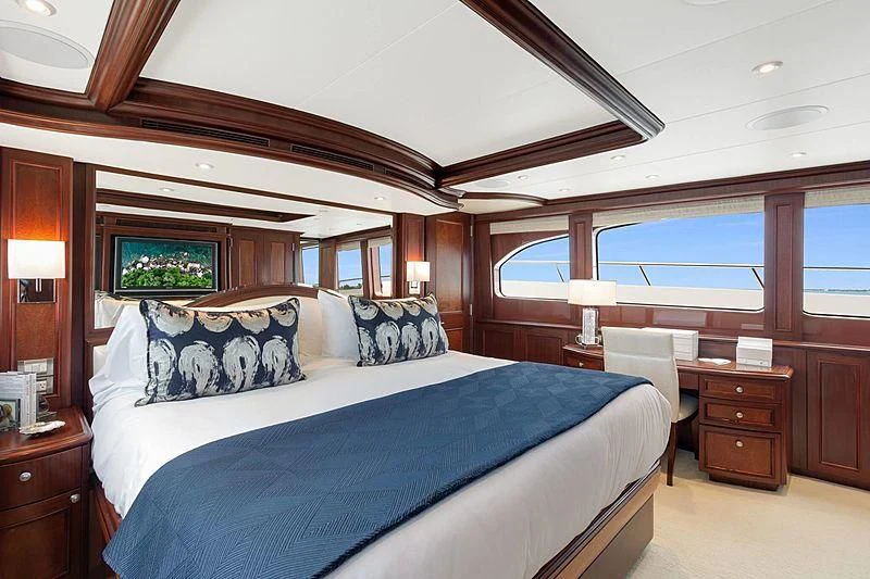 a bed in a room aboard LEMONADE Yacht for Sale