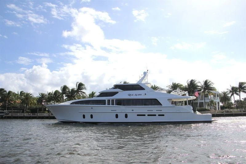 a white boat on water aboard LEMONADE Yacht for Sale