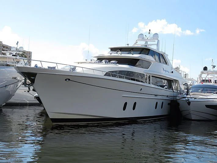 a group of boats in a harbor aboard LEMONADE Yacht for Sale
