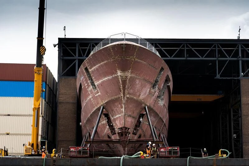 a large metal structure aboard DRIZZLE Yacht for Sale