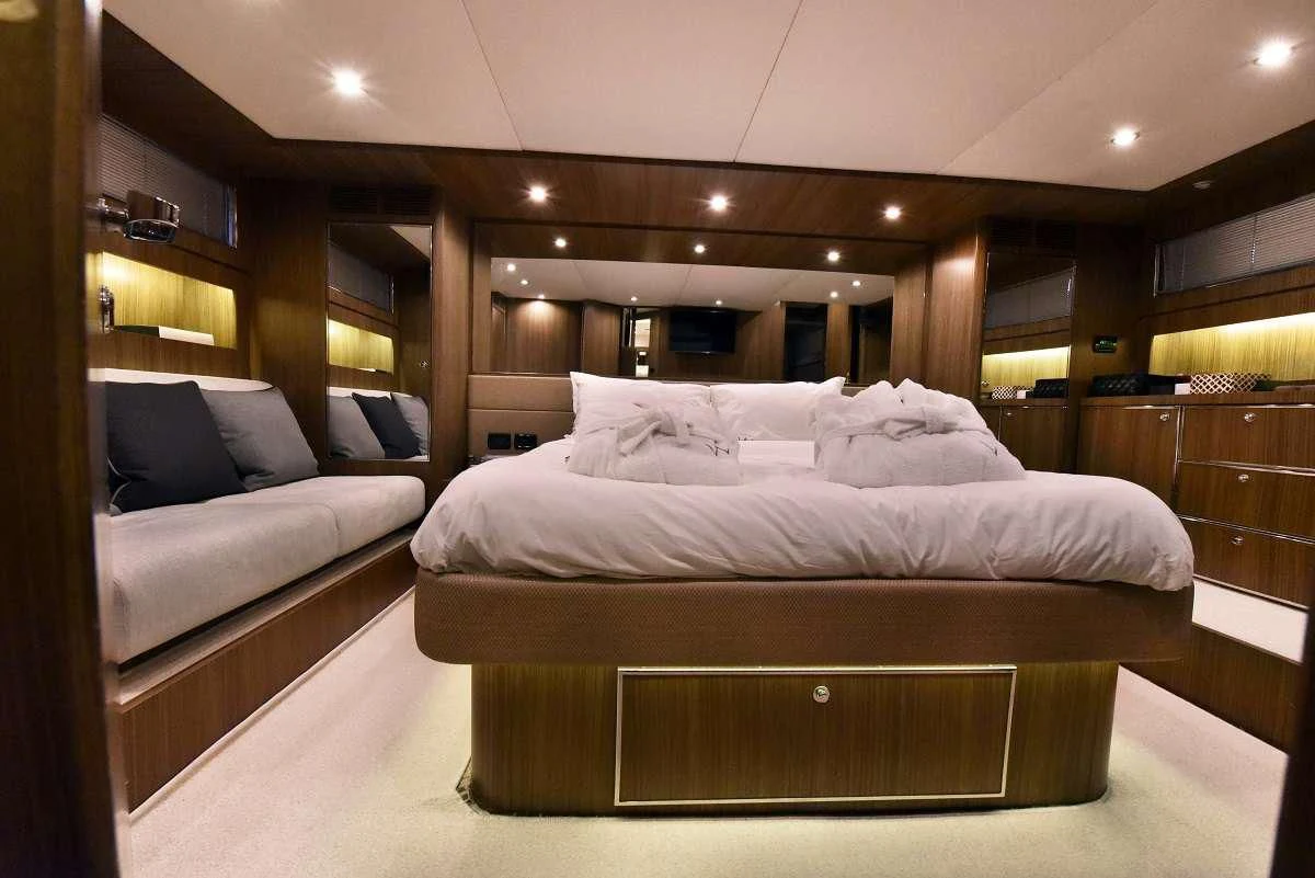 a bed in a room aboard W Yacht for Sale