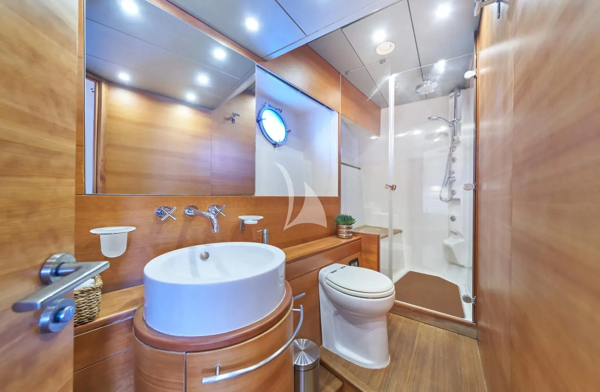 a bathroom with a large tub aboard W Yacht for Sale
