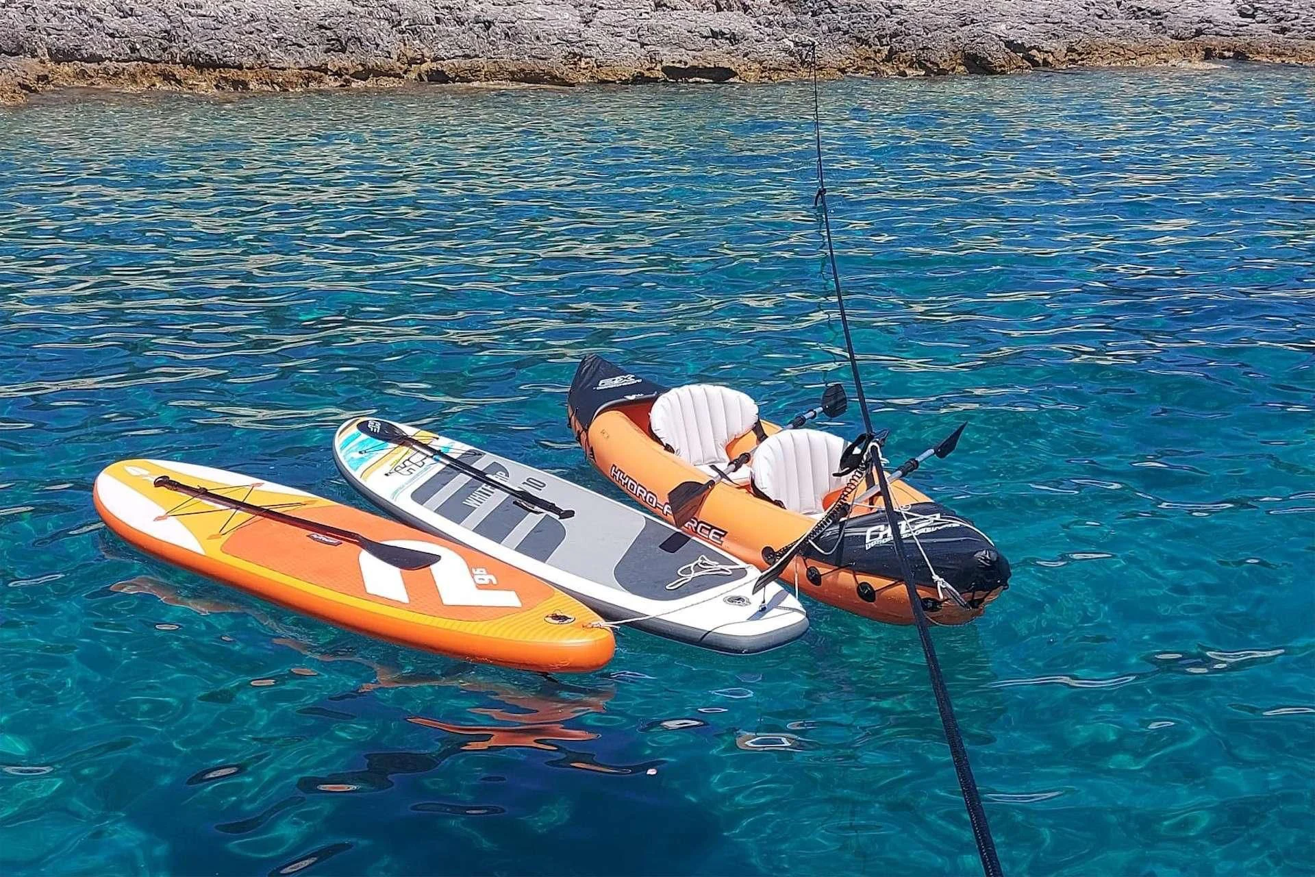 a person in a kayak aboard W Yacht for Sale
