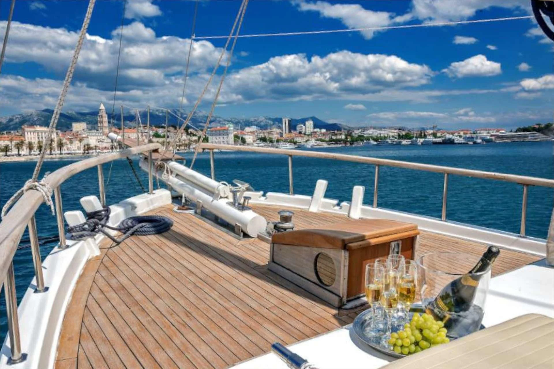 a boat on a deck aboard W Yacht for Sale