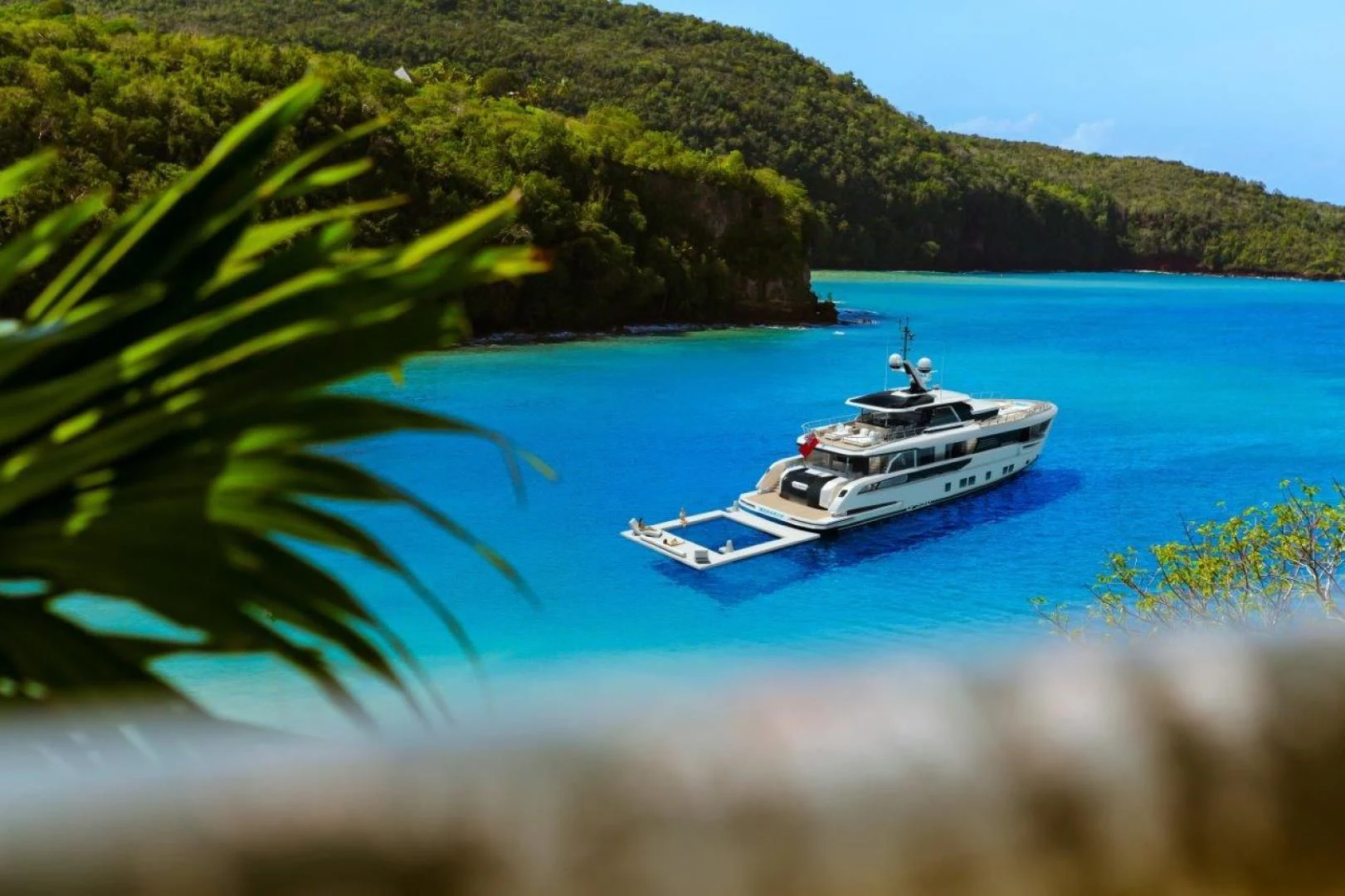 a boat in the water aboard DYNAMIQ GLOBAL 350 Yacht for Sale