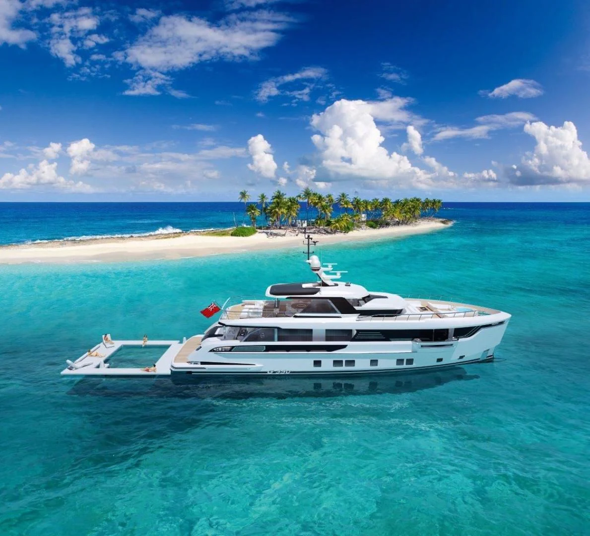 a boat in the water aboard DYNAMIQ GLOBAL 350 Yacht for Sale