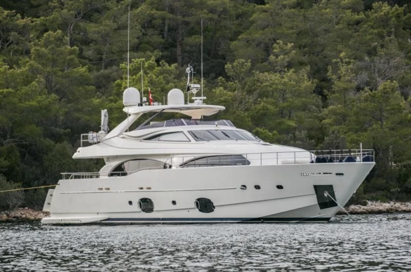 a white yacht in the water aboard CEYLANIM Yacht for Sale
