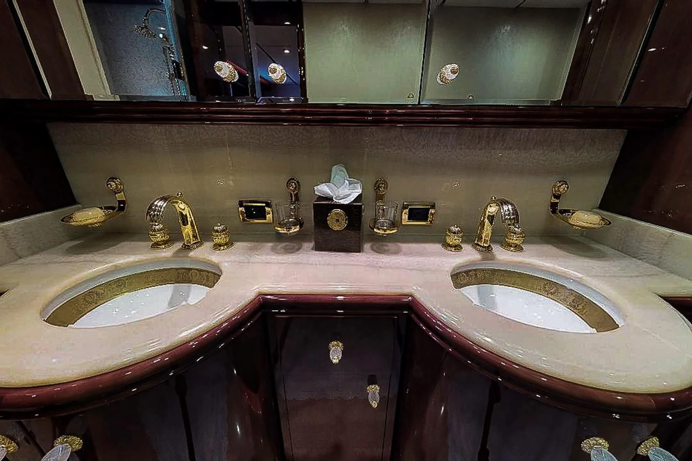 a couple of sinks in a bathroom aboard IDLETYME II Yacht for Sale