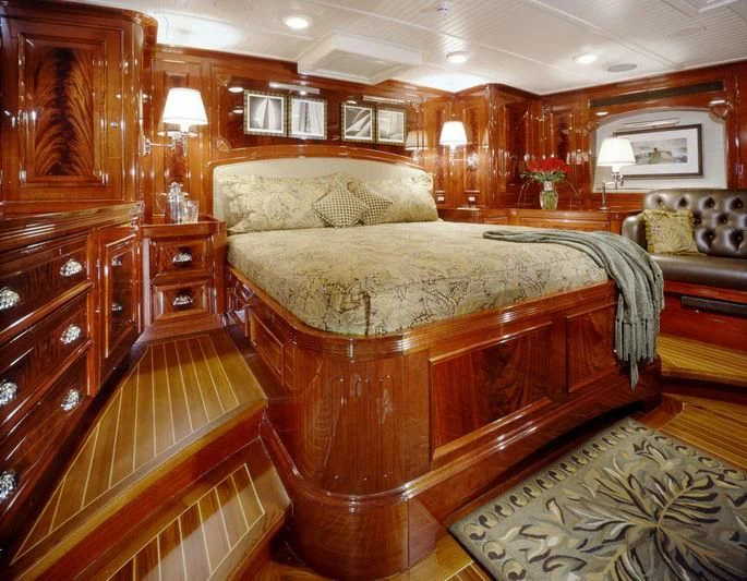 a large bedroom with a large bed aboard RANGER Yacht for Sale
