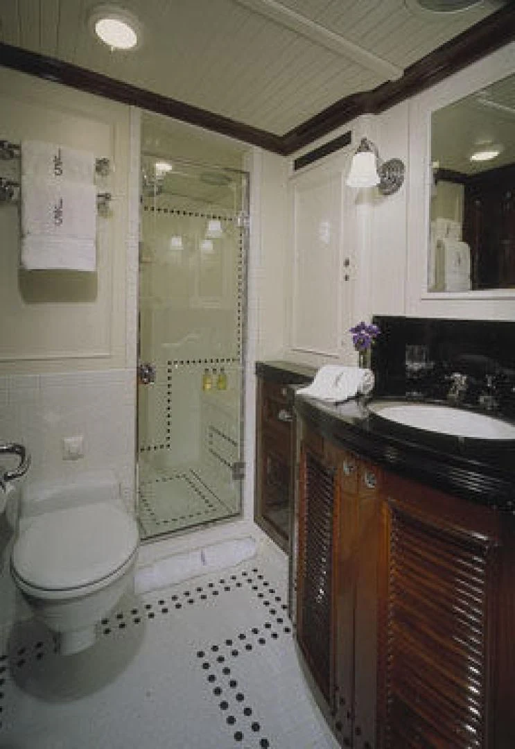 a bathroom with a standup shower aboard RANGER Yacht for Sale