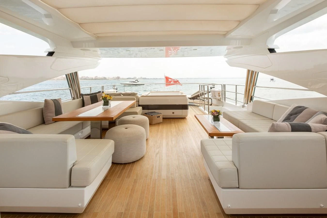 a room with a couch and a table aboard THETIS Yacht for Sale