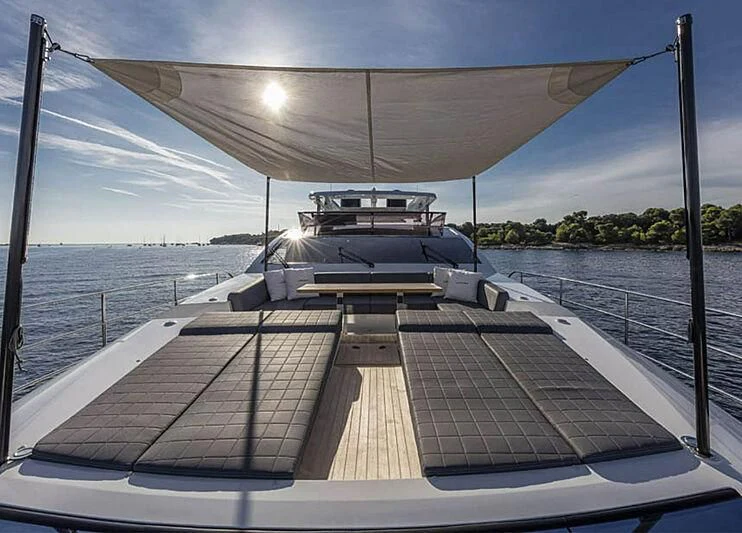 a boat on a dock aboard THETIS Yacht for Sale