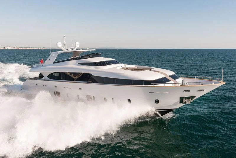 a white yacht on the water aboard MICHELA Yacht for Sale