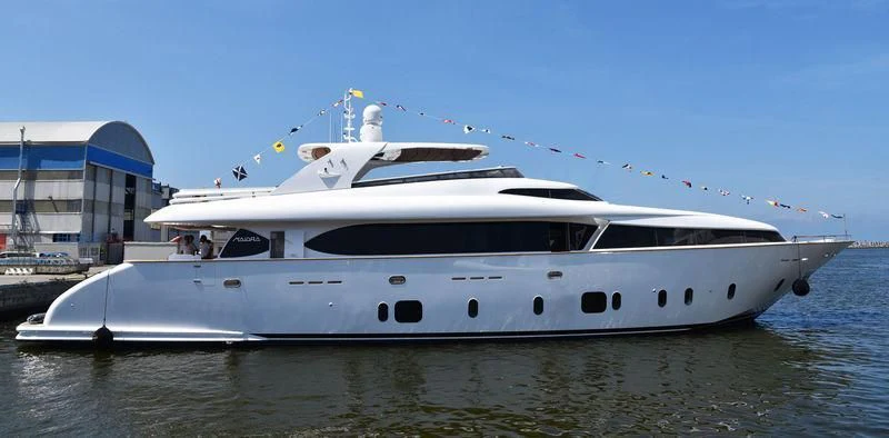 a white yacht on the water aboard MICHELA Yacht for Sale