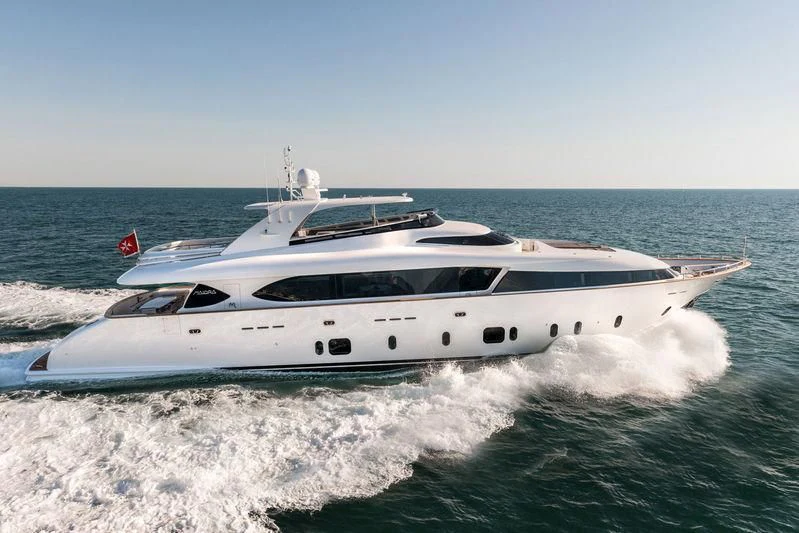 a white yacht on the water aboard MICHELA Yacht for Sale