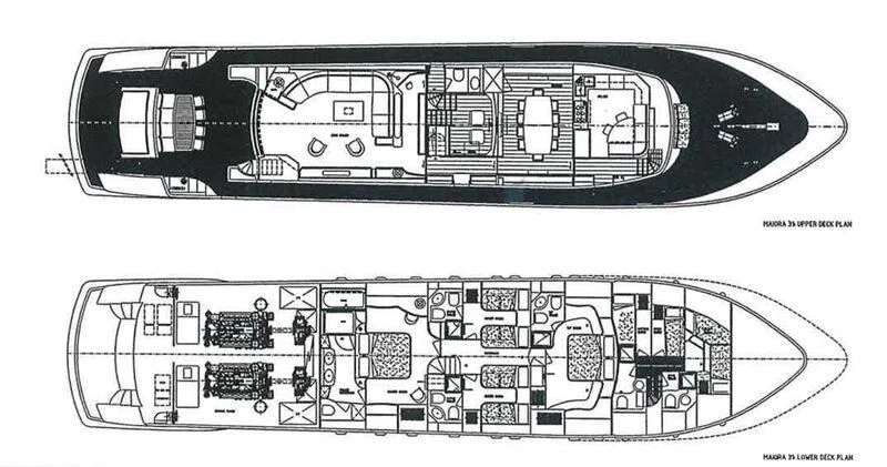a black and white drawing of a car aboard MICHELA Yacht for Sale