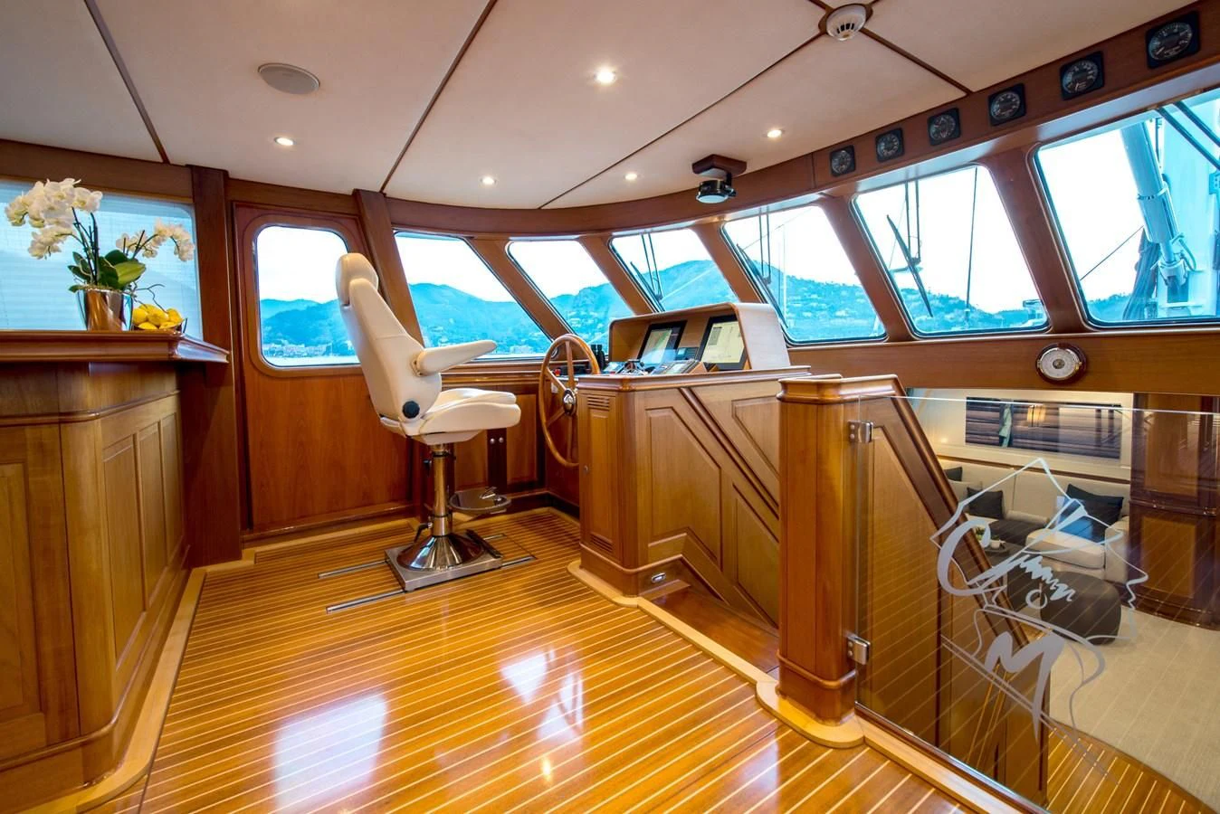 inside of a bus aboard AVENTURA Yacht for Sale