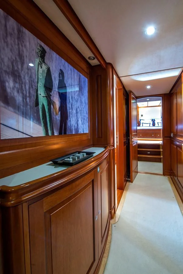 a room with a counter and cabinets aboard AVENTURA Yacht for Sale