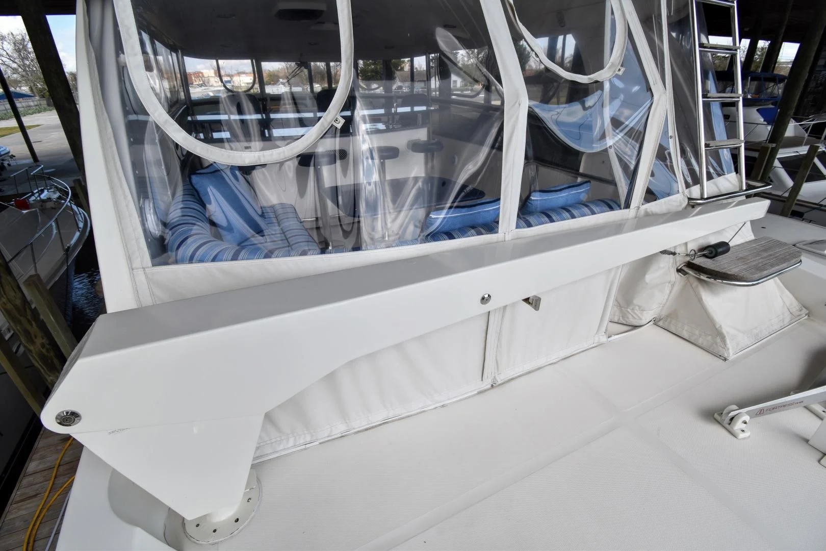 a person sitting in a car aboard CLEW LESS Yacht for Sale