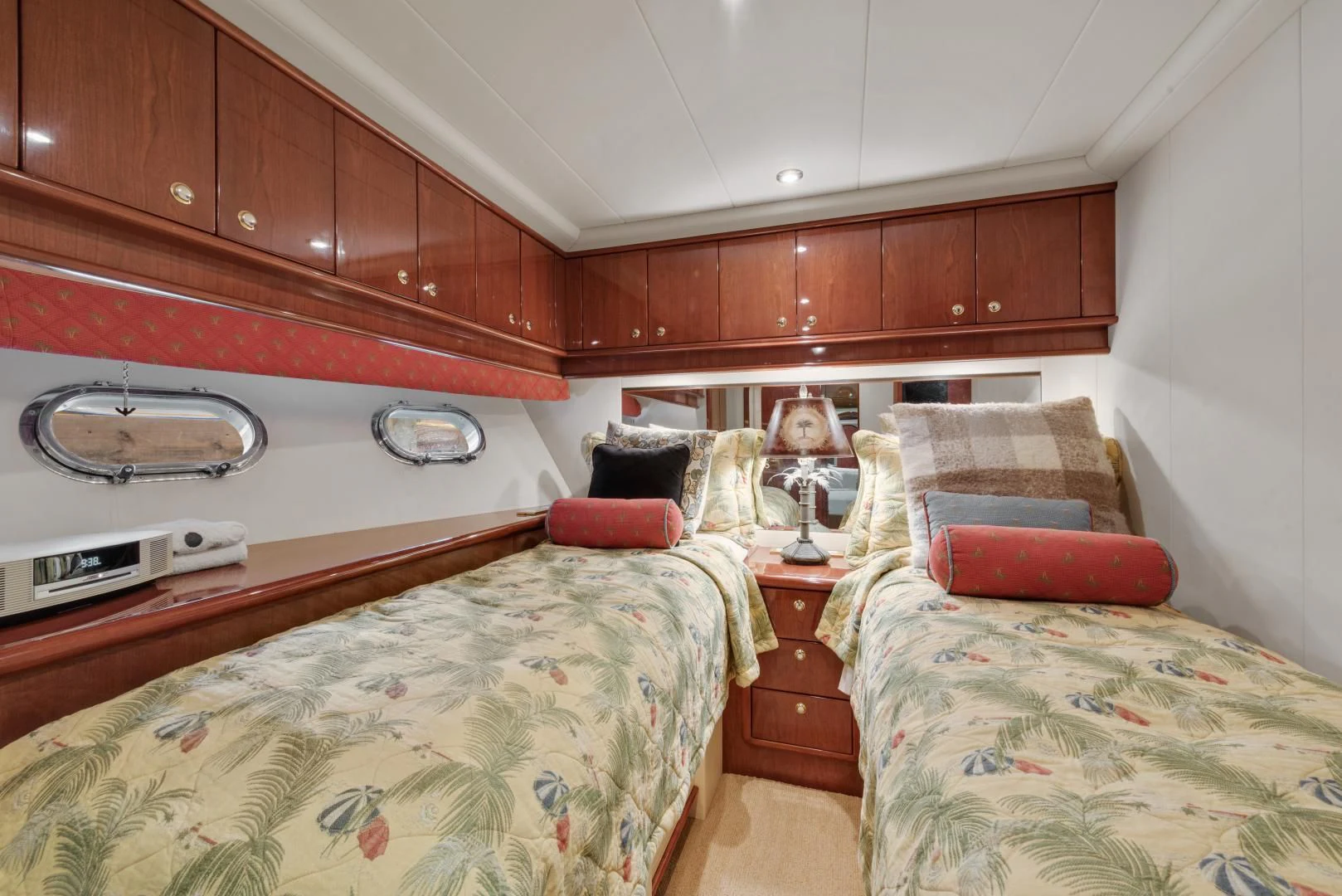 a room with a bed and a table aboard CLEW LESS Yacht for Sale